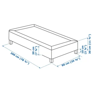 تشک چاک دار پایه دار / خاکستری تیره سایز 90x200 ایکیا مدل LYNGÖR