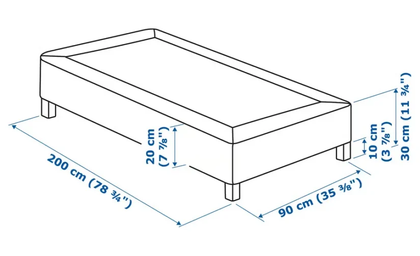 تشک چاک دار پایه دار / خاکستری تیره سایز 90x200 ایکیا مدل LYNGÖR
