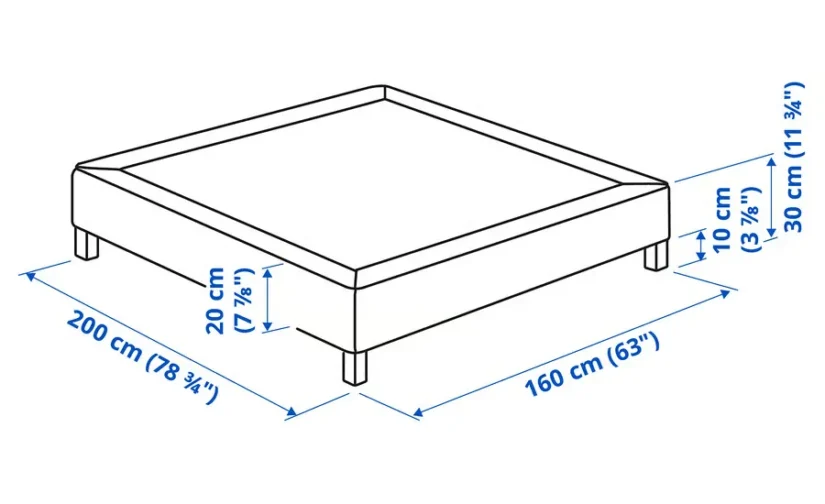 تشک چاک دار با پایه خاکستری تیره سایز 160x200 ایکیا مدل LYNGÖR