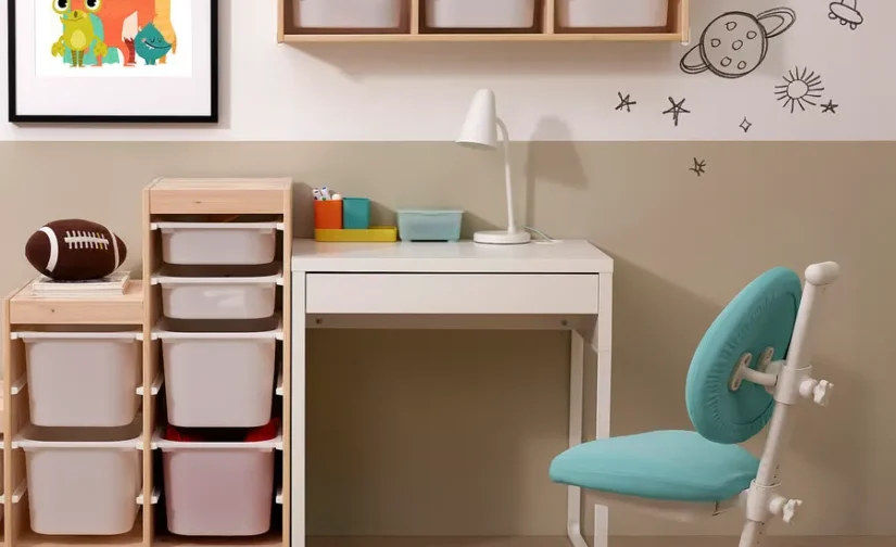 میز و صندلی سفید/فیروزه‌ای ایکیا مدل MICKE / DAGNAR