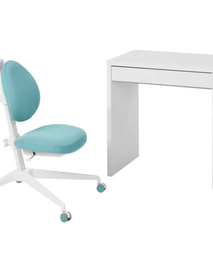 میز و صندلی سفید/فیروزه‌ای ایکیا مدل MICKE / DAGNAR