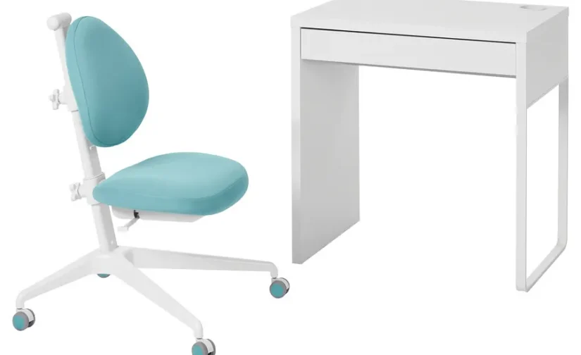 میز و صندلی سفید/فیروزه‌ای ایکیا مدل MICKE / DAGNAR