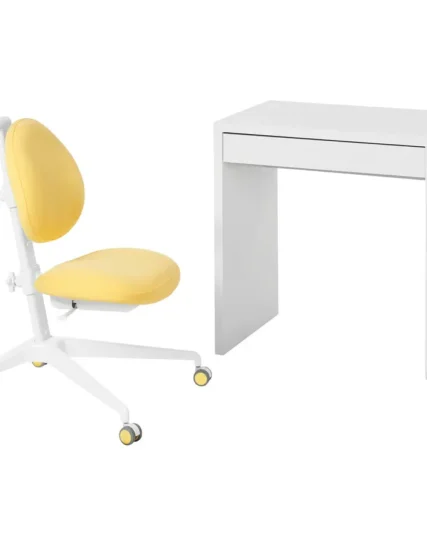 میز و صندلی سفید/زرد ایکیا مدل MICKE / DAGNAR