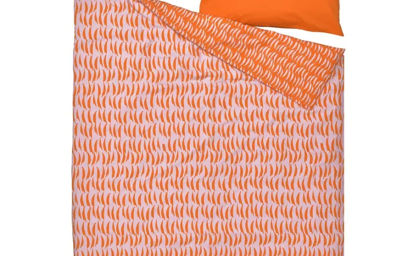روتختی و روبالشی نارنجی/ببر سایز ۱۵۰x۲۰۰/۵۰x۸۰ ایکیا مدل NATTHÄGER