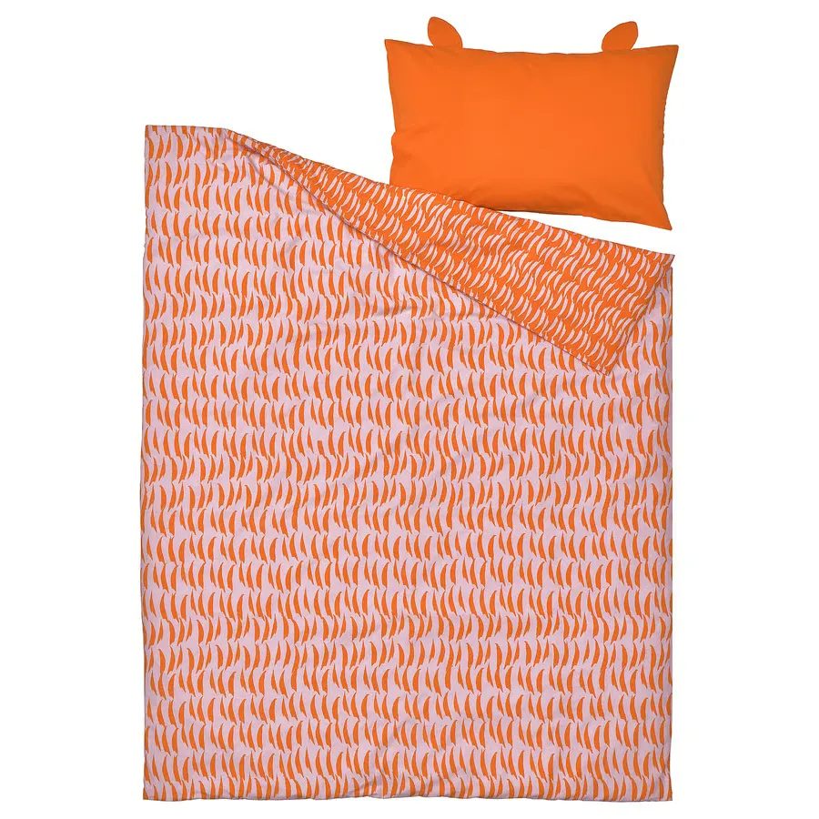 روتختی و روبالشی نارنجی/ببر سایز ۱۵۰x۲۰۰/۵۰x۸۰ ایکیا مدل NATTHÄGER