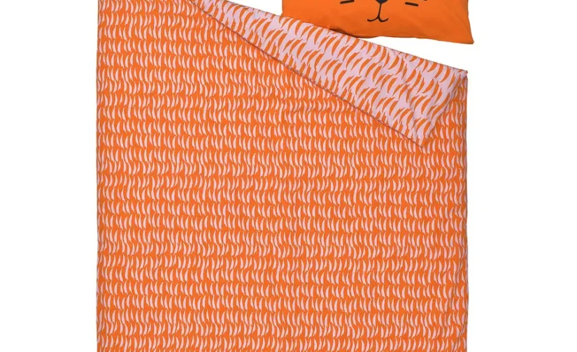 روتختی و روبالشی نارنجی/ببر سایز ۱۵۰x۲۰۰/۵۰x۸۰ ایکیا مدل NATTHÄGER