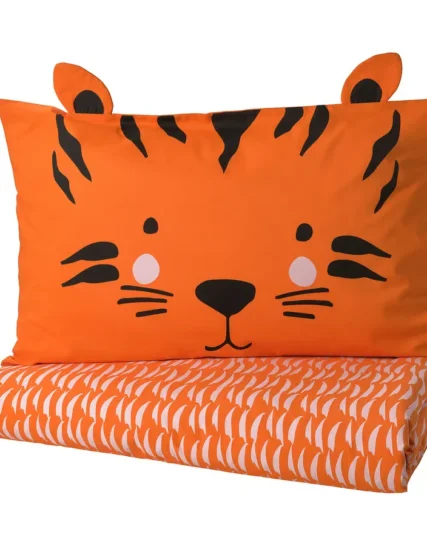 روتختی و روبالشی نارنجی/ببر سایز ۱۵۰x۲۰۰/۵۰x۸۰ ایکیا مدل NATTHÄGER