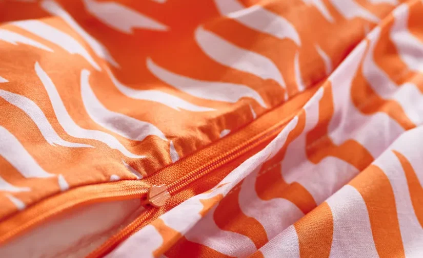 روتختی و روبالشی نارنجی/ببر سایز ۱۵۰x۲۰۰/۵۰x۸۰ ایکیا مدل NATTHÄGER