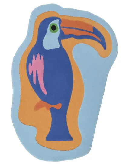 فرش پرز کوتاه آبی-نارنجی/توکان سایز ۸۳x۱۲۵ ایکیا مدل NATTHÄGER