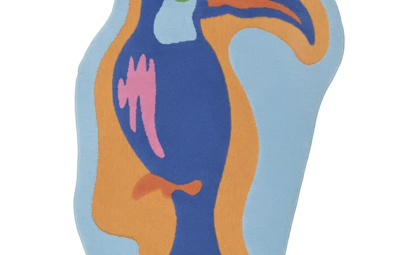 فرش پرز کوتاه آبی-نارنجی/توکان سایز ۸۳x۱۲۵ ایکیا مدل NATTHÄGER