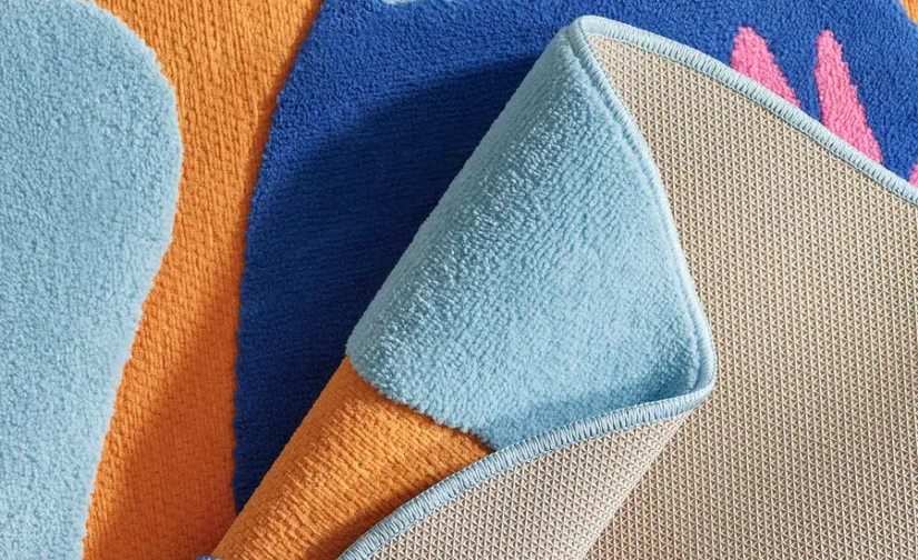 فرش پرز کوتاه آبی-نارنجی/توکان سایز ۸۳x۱۲۵ ایکیا مدل NATTHÄGER