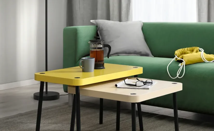 میزهای عسلی مجموعه ۲ تایی طرح زرد/توس ایکیا مدل SONHULT