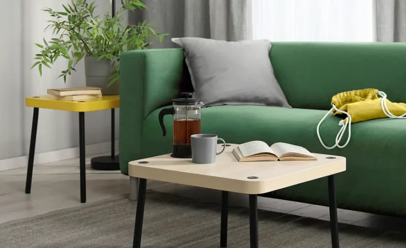 میزهای عسلی مجموعه ۲ تایی طرح زرد/توس ایکیا مدل SONHULT