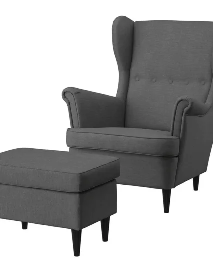 مبل راحتی و زیرپایی خاکستری تیره نوردوالا ایکیا مدل STRANDMON