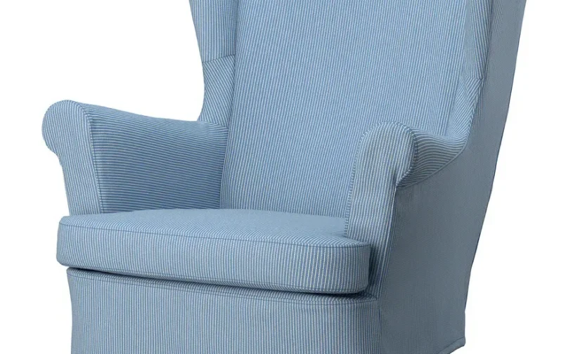 روکش مبل راحتی طرح راه راه آبی تیره/بژ ایکیا مدل STRANDMON