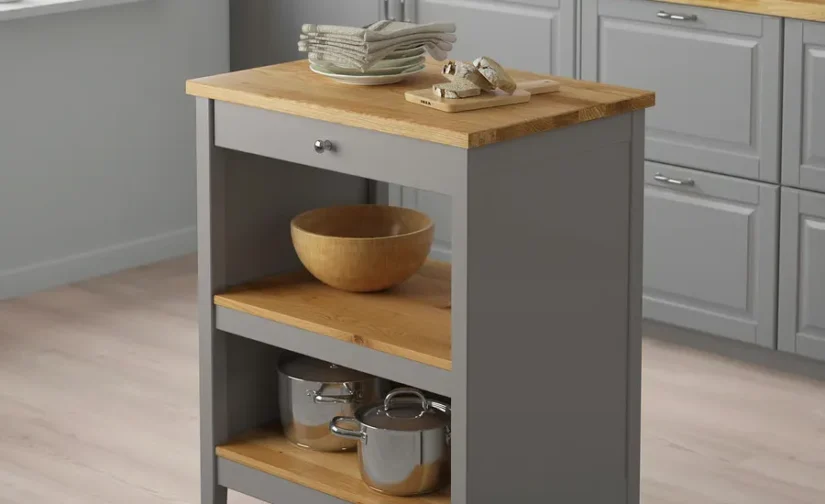 جزیره آشپزخانه خاکستری/بلوط سایز ۷۲x۵۲ ایکیا مدل TORNVIKEN