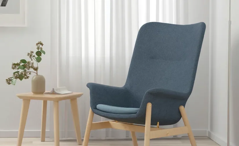 صندلی راحتی پشتی بلند آبی تیره ایکیا مدل VEDBO