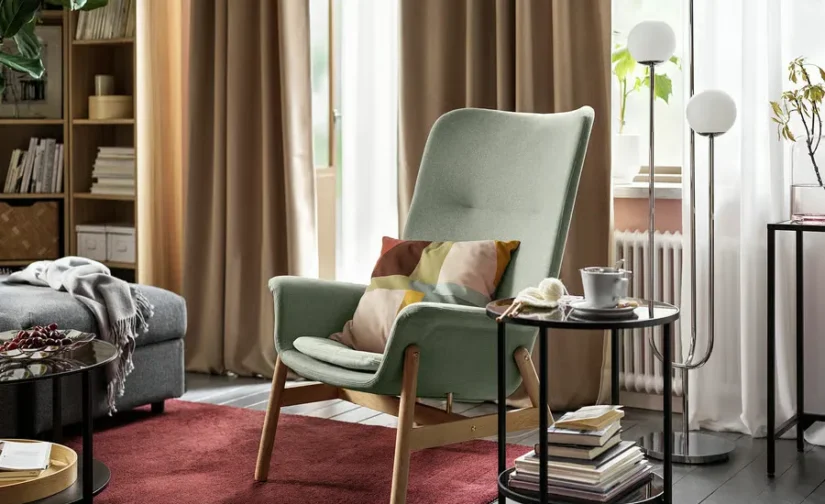 صندلی راحتی پشتی بلند سبز روشن گانارد ایکیا مدل VEDBO