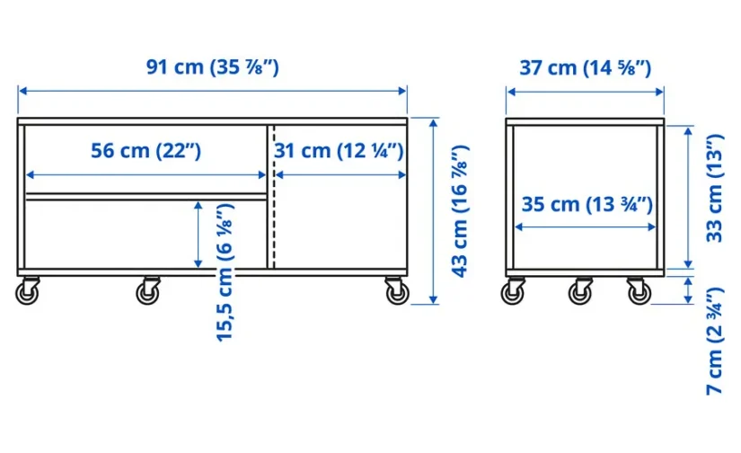 میز جلو مبلی خاکستری تیره سایز ۹۱x۳۷ ایکیا مدل VIHALS