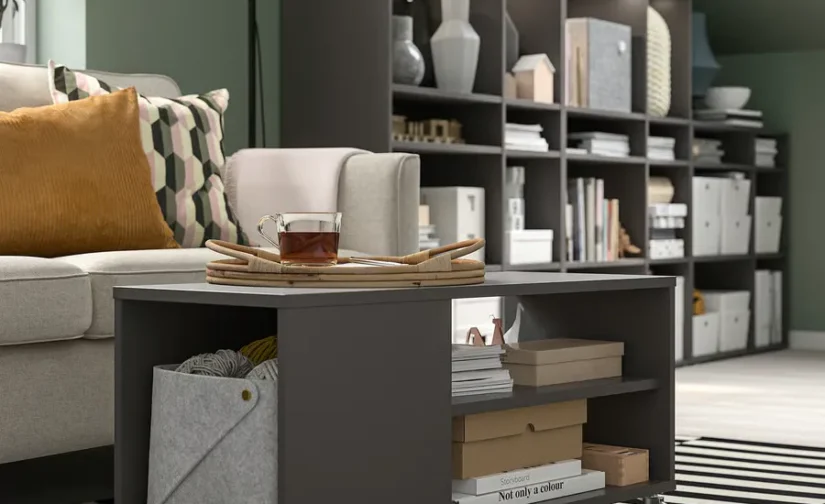 میز جلو مبلی خاکستری تیره سایز ۹۱x۳۷ ایکیا مدل VIHALS