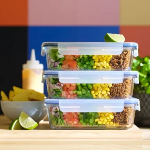 پک 3 عددی ظرف غذا با درب، مستطیل / شیشه 1 لیتری ایکیا مدل IKEA 365+