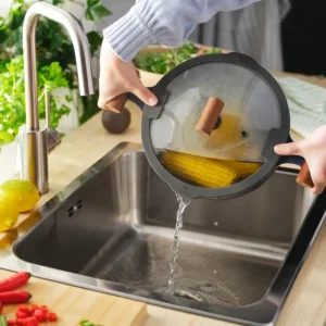 قابلمه با درب، شیشه / چوب با روکش نچسب، مشکی-آبی، ۵ لیتر ایکیا مدل KLIPPFISK