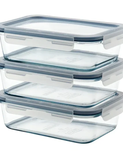 پک 3 عددی ظرف غذا با درب، مستطیل / شیشه 1 لیتری ایکیا مدل IKEA 365+