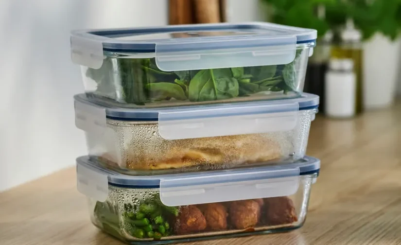 پک 3 عددی ظرف غذا با درب، مستطیل / شیشه 1 لیتری ایکیا مدل IKEA 365+