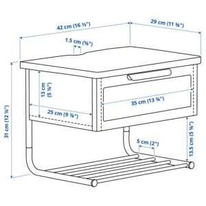 میز کنار تخت دیواری، رنگ آنتراسیت، ۴۲x۲۹x۳۱ سانتی‌متر ایکیا مدل GRÅFJÄLLET