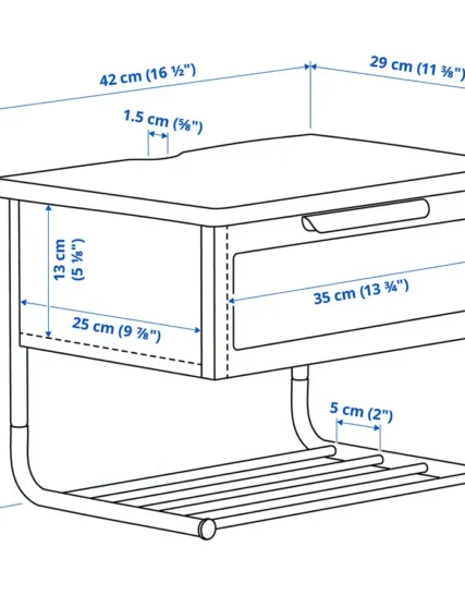میز کنار تخت دیواری، رنگ آنتراسیت، ۴۲x۲۹x۳۱ سانتی‌متر ایکیا مدل GRÅFJÄLLET