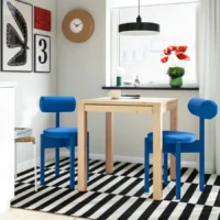 میز و ۲ صندلی، چوب کاج/نابک آبی روشن، ۷۰x۷۰ سانتی‌متر ایکیا مدل IKEA PS 2026