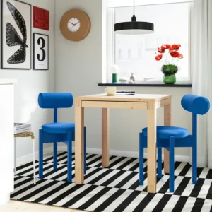 میز و ۲ صندلی، چوب کاج/نابک آبی روشن، ۷۰x۷۰ سانتی‌متر ایکیا مدل IKEA PS 2026