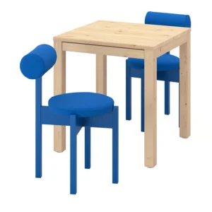 میز و ۲ صندلی، چوب کاج/نابک آبی روشن، ۷۰x۷۰ سانتی‌متر ایکیا مدل IKEA PS 2026