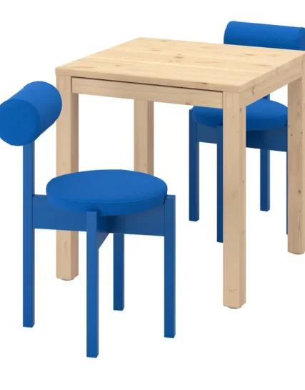 میز و ۲ صندلی، چوب کاج/نابک آبی روشن، ۷۰x۷۰ سانتی‌متر ایکیا مدل IKEA PS 2026