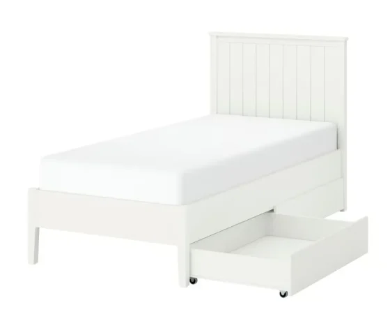 چارچوب تخت با ۲ جعبه‌ی ذخیره‌سازی، سفید/Luröy، ۹۰ در ۲۰۰ سانتی‌متر ایکیا مدل GULLABERG